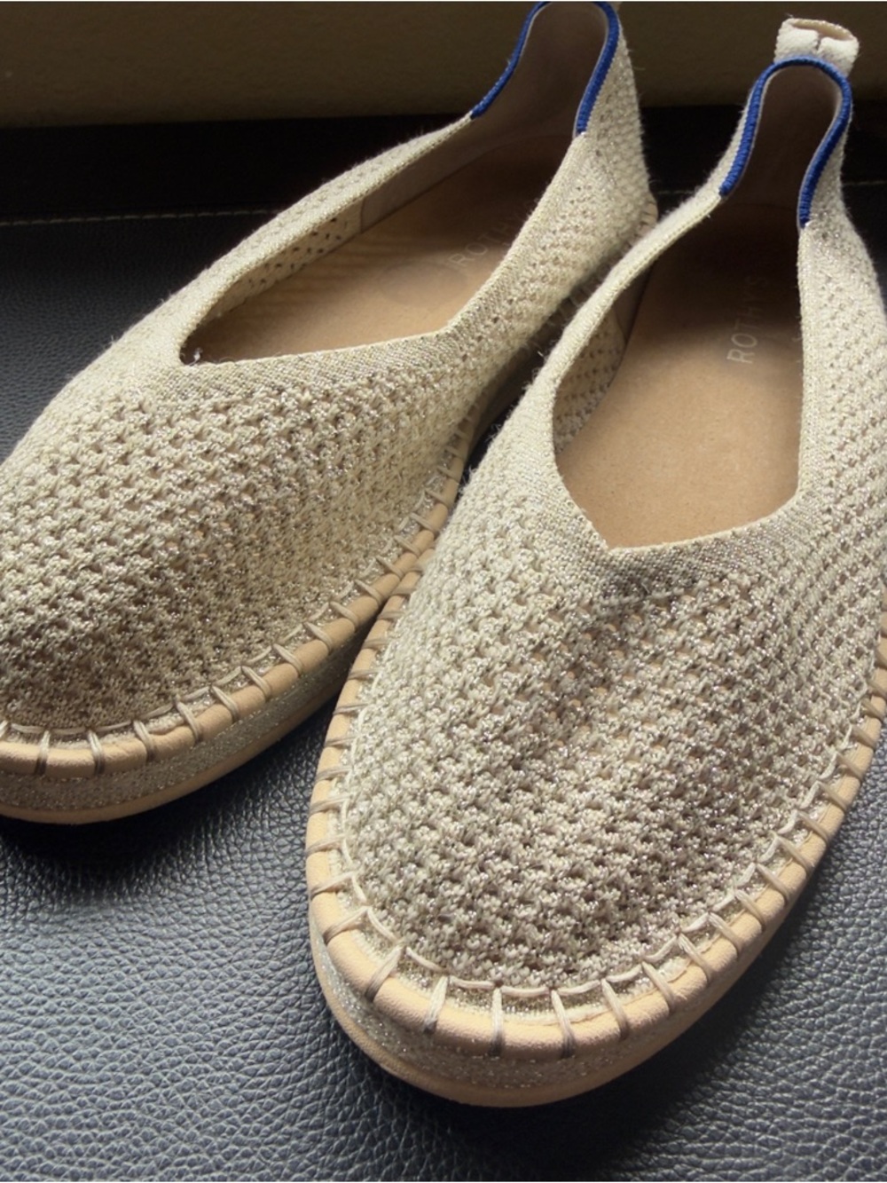 Rothy's Knit Espadrille Flats in Diamond Metallic Size 10.5